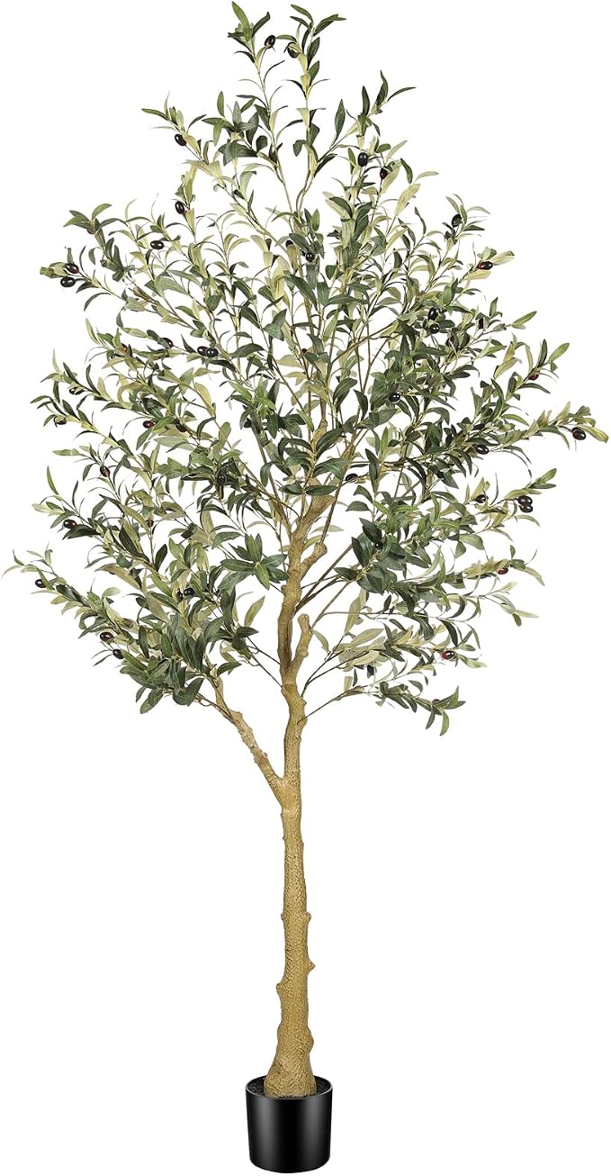 FEELEAD 6ft Faux Olive Tree – Tall Artificial Olive Tree with Natural Trunk, Fake Olive Tree Indoor Decor, Olive Plant Artificial Indoor for Home and Office
