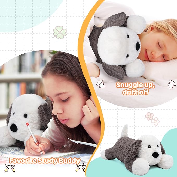 MorisMos 24inch 4Lbs Weighted Microwavable Stuffed Animal, Large Weighted Stuffed Dog Plush, Heatable Unscented Dog Throw Pillow