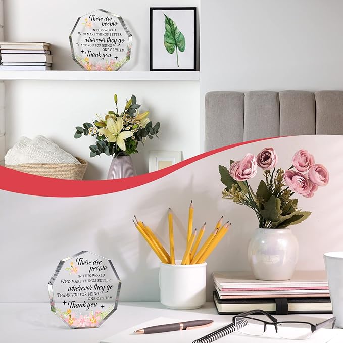 Yinder Thank You Gifts for Women Appreciation Gifts for Coworker Employee Nurse Teacher Leader Boss Inspirational Quotes Acrylic Desk Decor for Home Office Farewell Retirement