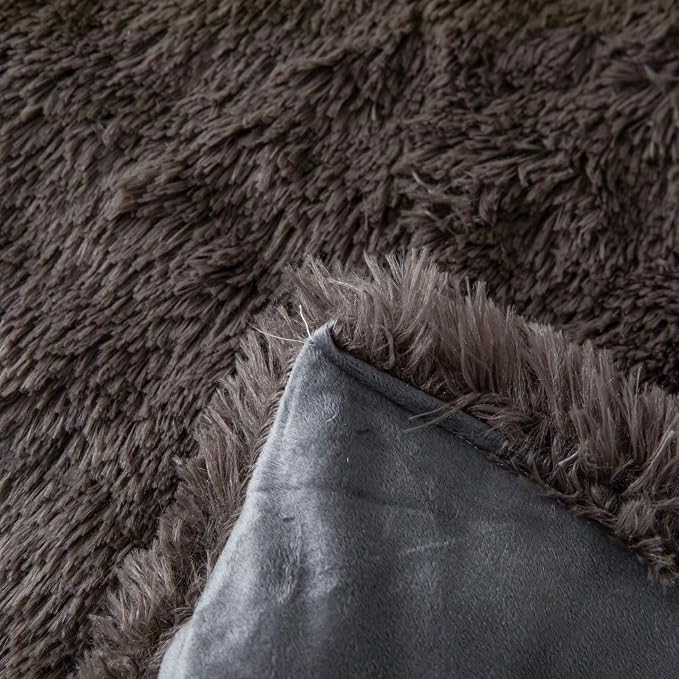 chovy Faux Fur Plush Gray Comforter Sets Full/Queen - Ultra Soft Shaggy Flannel Velvet Fluffy Fuzzy 3PC Bedding Set (Comforter x 1 Pillowcases x 2)