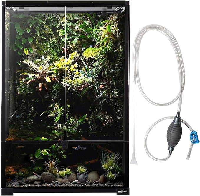 REPTI ZOO 67 Gallon Glass Terrarium Tank,Knock-Down Paludarium Large Terrarium 24"x18"x 36”,Bio Deep Base 10”, Double Hinge Door, Siphon Gravel Cleaner Set Included