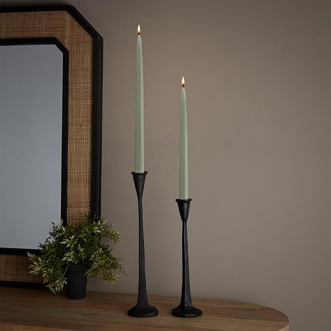 Root Candles 12-Count Unscented Taper Candles Smooth Hand-Dipped Dripless Beeswax Enhanced Boxed Candle Set, 9-Inch, Sage Green