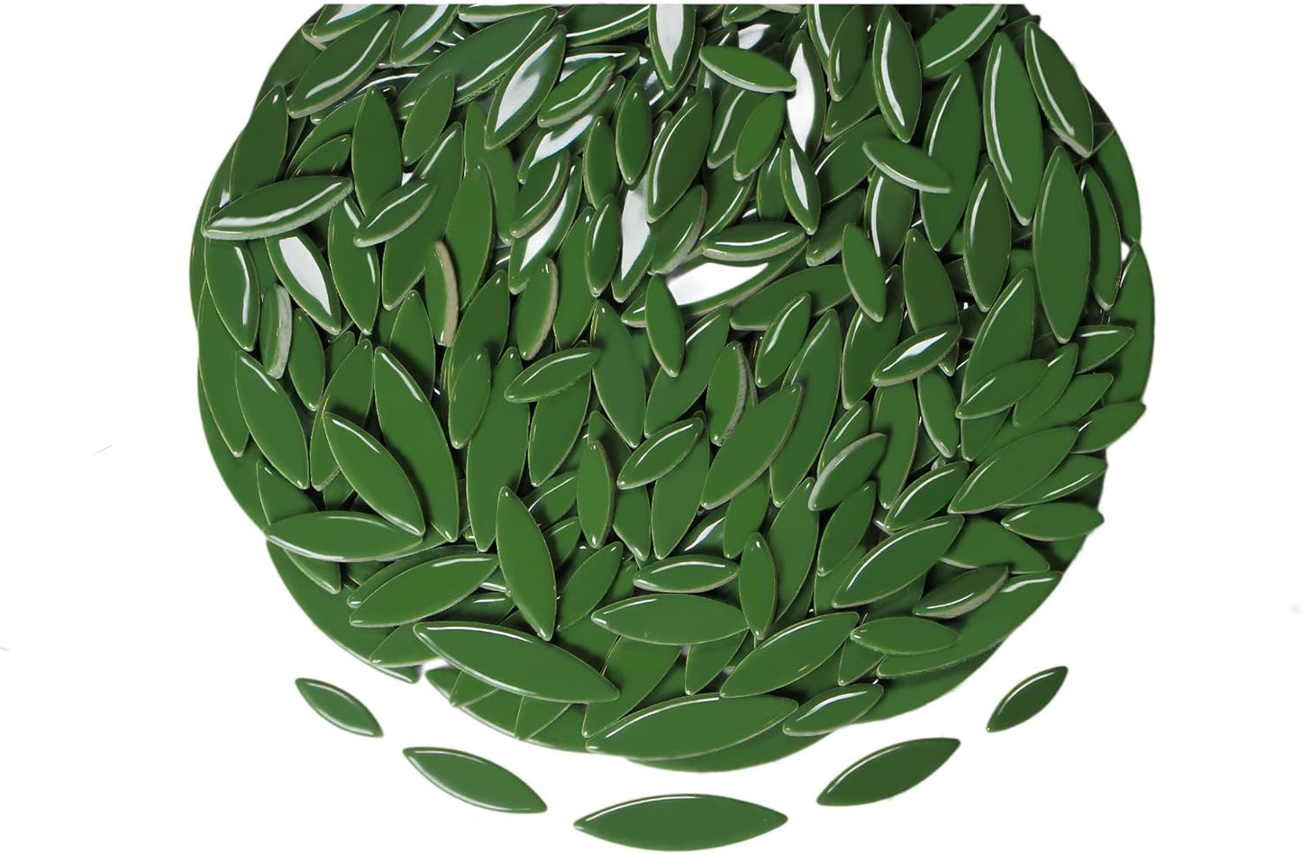 VerzTile Mosaic Tiles for Crafts - Petal Shaped Ceramic Tile Craft Hobbies & Art Projects 39 Color Options Endless Creativity DIY Design (Forest Green)
