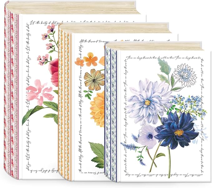 Punch Studio Decorative Storage Boxes with Lids | Nested Book Style Set of 3 Coated Cardboard Keepsake Box for Photos Documents Gifts Home Organization, 11” x 13.5” – Notable Florals