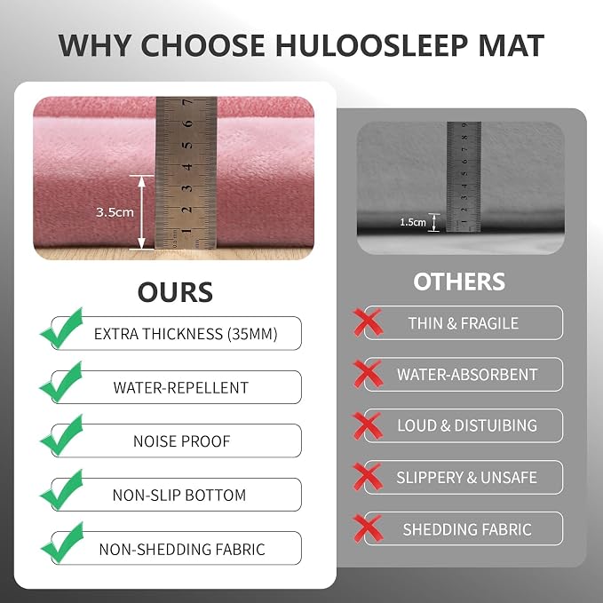 Huloo Sleep Baby Play Mat for Floor,1.3" Thick Elasti-Foam 74×50 Playpen Mat for Toddlers Infant kids,Water-Repellent Soft Coral Velvet for Tummy Time, Non-Slip Backing for Crawling,Tatami Style(Pink)