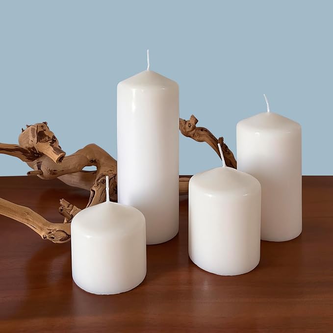 Stonebriar Tall 3 x 8 Inch 80 Hour Long Burning Unscented White Wax Pillar Candles, 3 Count (Pack of 2)