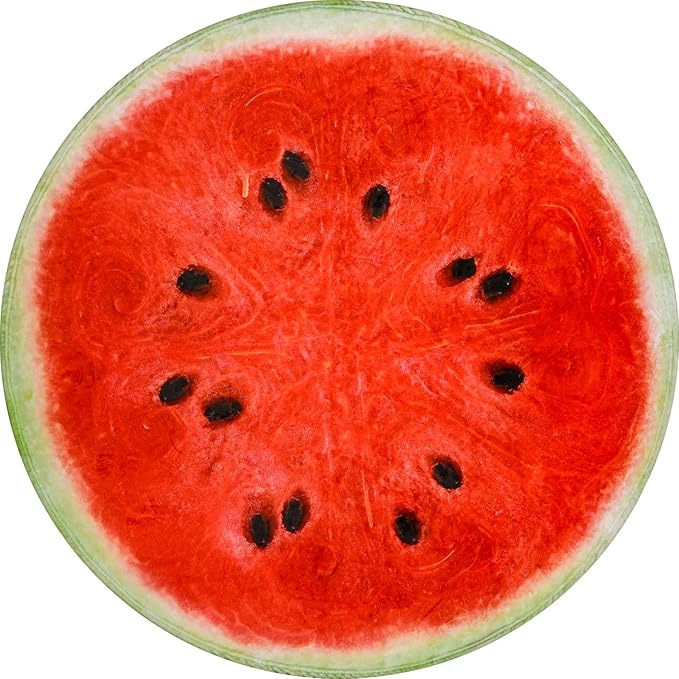 Vessia Watermelon Printed Throw Blanket, Realistic Funny Round Food Blanket for Adults and Kids, 300GSM Novelty Fruits Throw for Couch, Sofa, Bed, Fun Home Decor for All Seasons, 71 inches