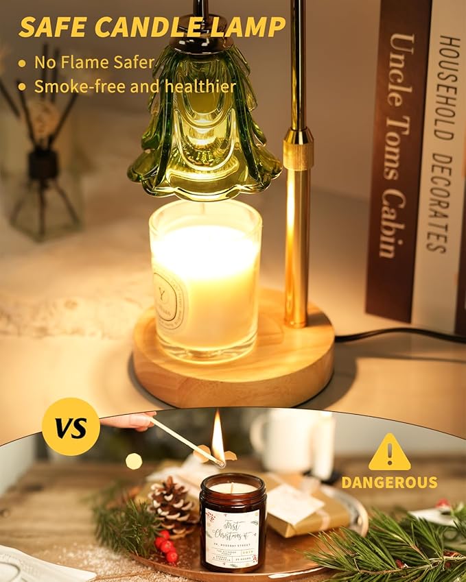 SupBri Tulip Candle Warmer Lamp, Adjustable Height, Dimmable Candle Warmer with Timer, Mom Womens Gifts for Birthday, Unique Home Decor Aesthetic (Green)