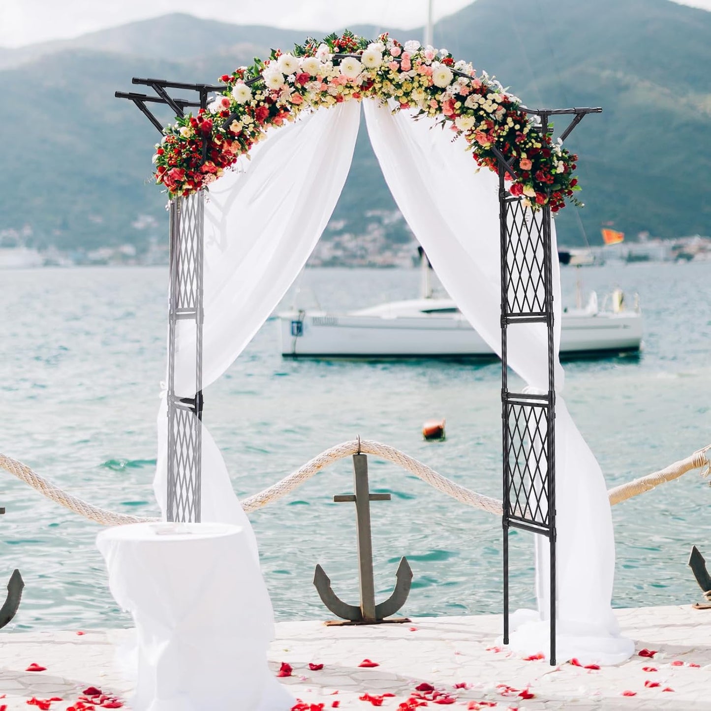 Lalahoni Garden Arch, Wedding & Event Decoration Trellis for Climbing Plants Outdoor, 6.8ft Archway for Roses Vines, Lawn, Party, Ceremony