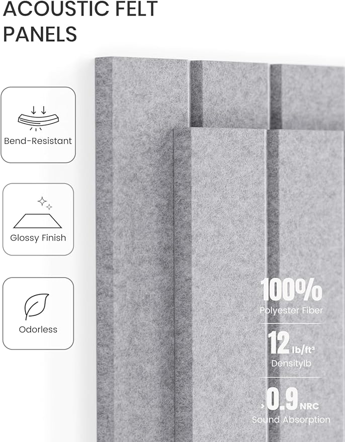 Large Felt Bulletin Board 48" x 36" Cork Board Alternative-12 Pack with 70 Safe Removable Adhesive Tabs, Cork Boards for Walls for Home Office Classroom Pin Board-Soft Gray