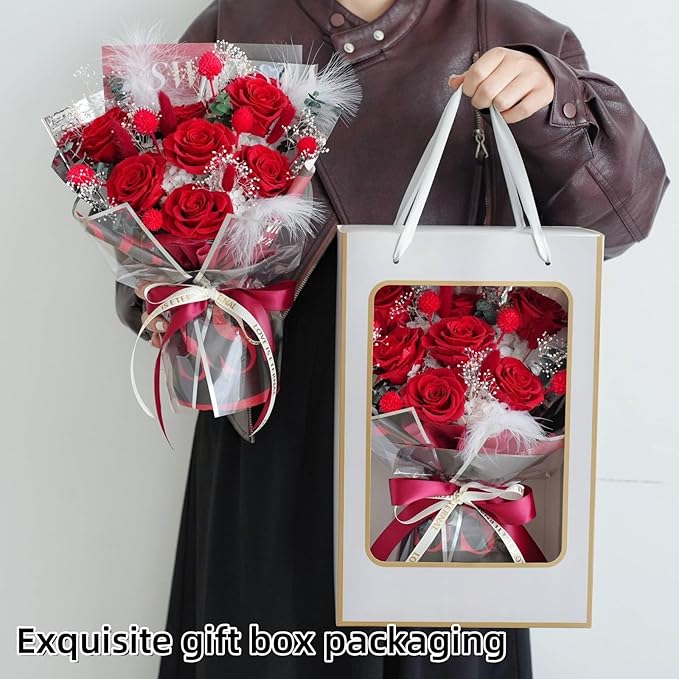 Preserved Flowers Bouquet, Flowers for Delivery Prime,100% Real Roses That Last Up to 3 Years, Gift for Her: Birthday Christmas Valentine's Day Mother's Day,Christmas, Room Decorations
