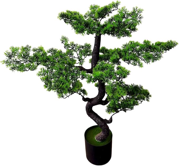 37.5" Artificial Bonsai Tree in Pot – Realistic Cedar Tree Faux Pine Plant for Home & Office Decor, Hotel Lobby Entryway Greenery