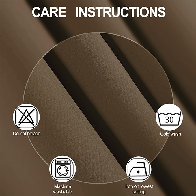 LEMOMO Blackout Curtains 52 x 84 inches Long Brown Curtains Set of 2 Panels Thermal Insulated Room Darkening Curtains for Bedroom