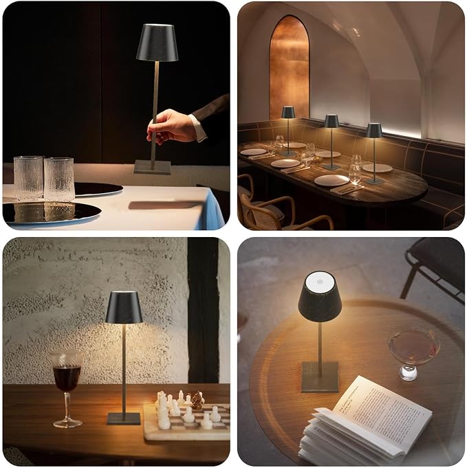 2-Pack Rechargeable Table Lamps LED Cordless Table Lamp 5000mAh Battery Operated Table Light Stepless Dimmable Portable Desk Lamp for Restaurant/Table/Bedroom/Outdoor (Copper)