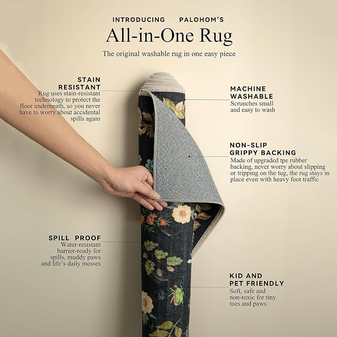 Washable Runners for Hallways Kitchen Rugs: 2'x6' Runner Rug Stain Resistant Non Slip Low Pile Soft Carpet Runners for Hallways Indoor Entryway Kitchen Laundry Room Bedroom Bedside Farmhouse