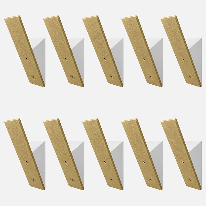 Homeforia Gold Wall Coat Hooks, High End White Wood & Gold Metal Wall Mounted Clothing Hook, Mid-Century Modern Clothes Hooks, Heavy Duty Wooden Hook for Hanging Coats, Hats, Towels & More, Set of 10
