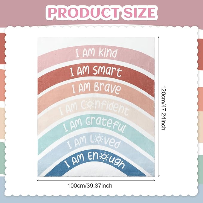 3.3 x 4 ft Boho Rainbow Classroom Rug Calming Corner Items Calm Down Reading Corner Emotion Soft Fluffy Mental Health Rug Anti-Skid Floor Mat for School Living Bedroom Playroom
