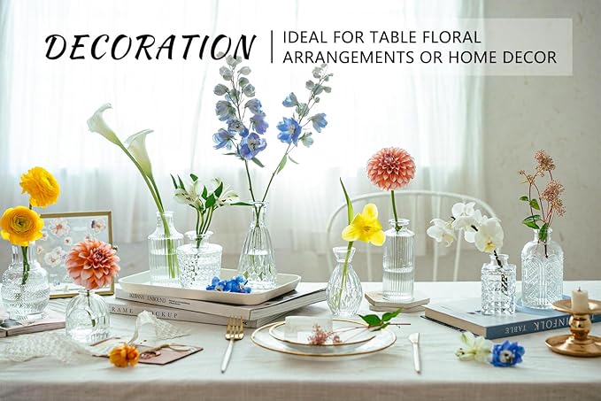 SUPMIND 16pcs Glass Bud Vase Set, Small Clear Flower Vases for Centerpieces in Bulk, Cute Mini Vintage Vase for Wedding, Home Decor, Table Decoration