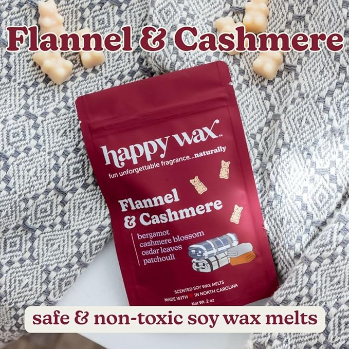 Happy Wax Winter Outdoors Mix Scented Natural, Non Toxic Soy Wax Melts; 6 Total Oz. of Holiday Scented Wax Melts, Collection Includes Flannel & Cashmere, Pine Forest and Winterberry