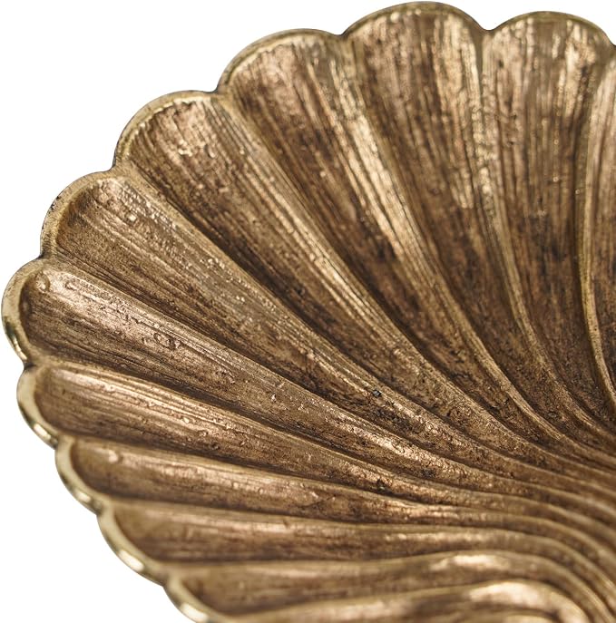 NIKKY HOME Seashell Ring Holder Jewelry Tray, Small Gold Trinket Dish | Coastal Small Metal Decorative Tray for Women, Vintage Storage Organizer for Vanity & Bathroom, Wedding & Engagement Gift
