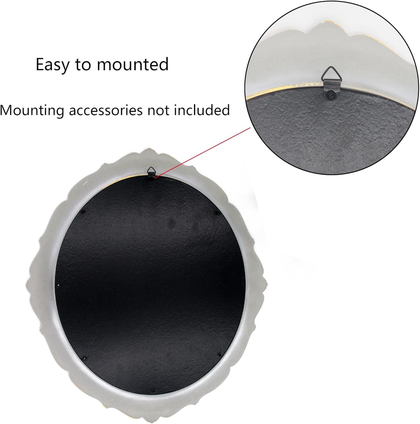 Vintage Decorative Wall Mirror 14.8 x 13.1 Inch Oval Mirror White