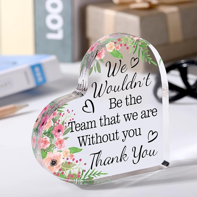 Yinder Thank You Gifts for Women Appreciation Gifts for Coworker Employee Nurse Teacher Leader Boss Inspirational Quotes Acrylic Desk Decor for Home Office Farewell Retirement