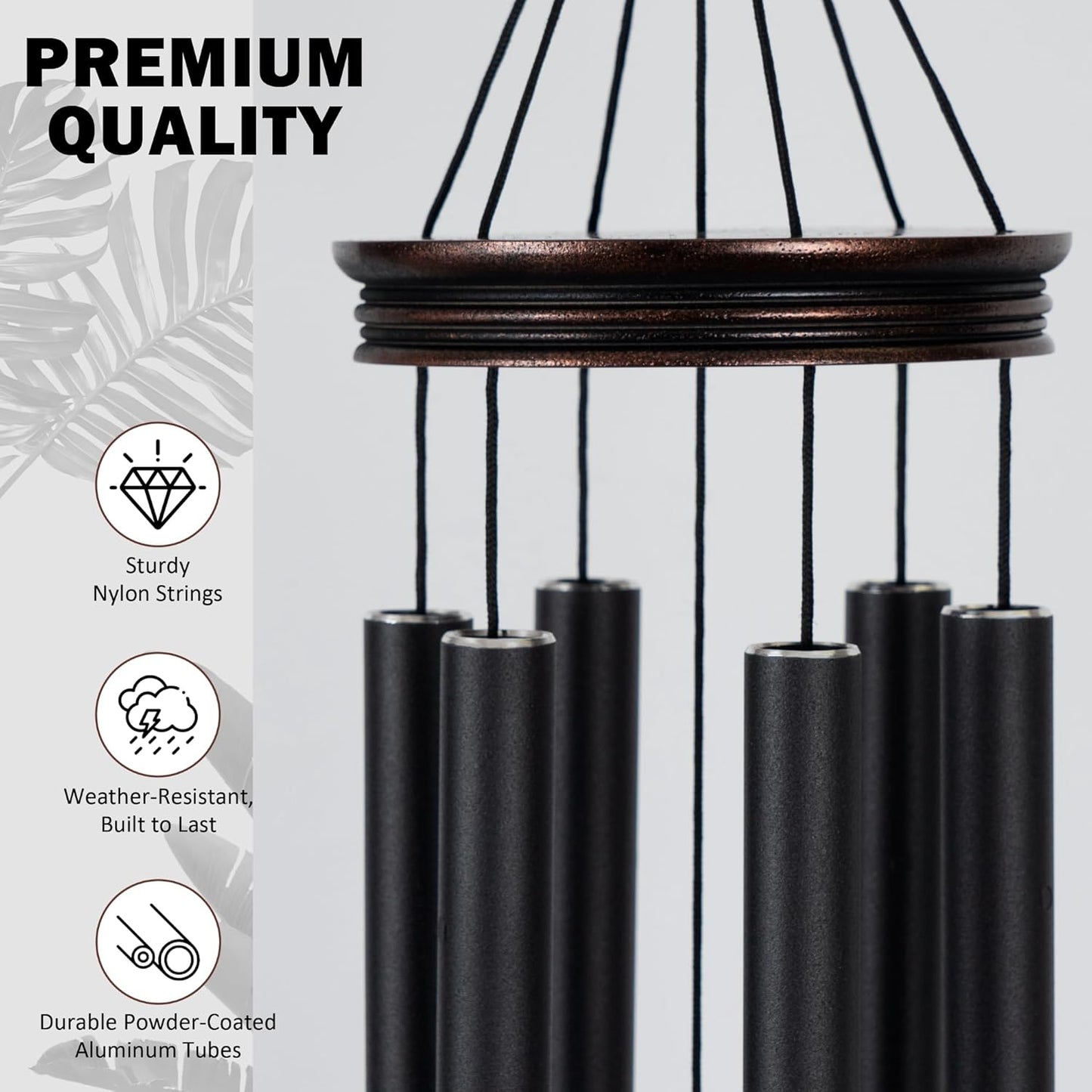 Vanquer Large Wind Chimes for Outside Deep Tone - 34'' Wind Chimes Outdoor Clearance, Windchimes Outdoors, Hummingbird Wind Chime,Sympathy Gift, Patio, Home Décor, Vintage Black (34" Hummingbird)