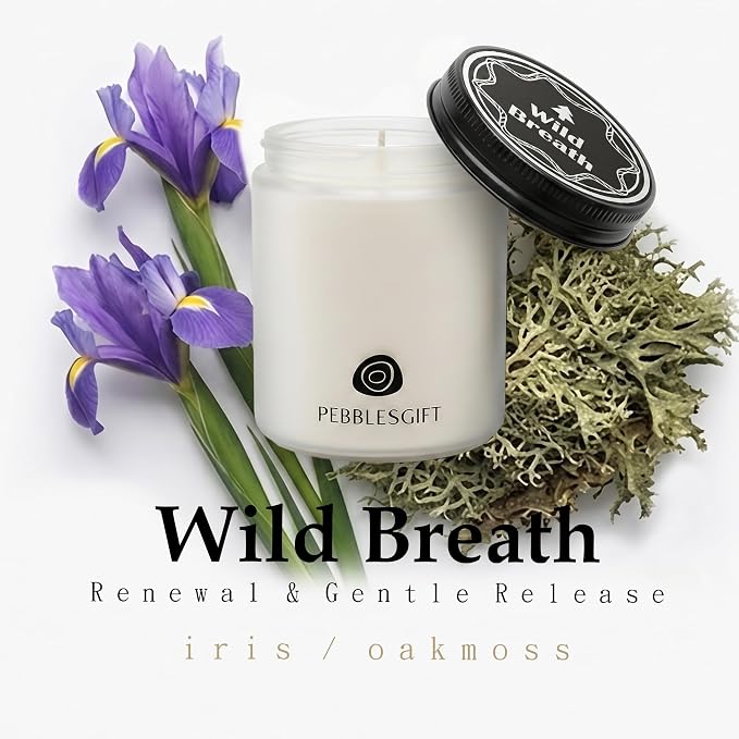 Wild Breath Woody Scented Candle 9oz Natural Soy Wax Gift Set | 100% Soy Wax Candles,Home Scented,Stress Relief&Meditation,Forest Fragrance Aromatherapy,Men&Women Gift,Scented Card Included