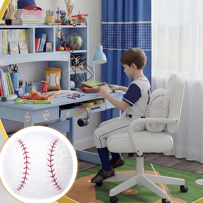 Juexica 18 Inch Baseball Pillow for Boys Room, Soft Plush Baseball Decorative Pillow, Sports Theme Bedroom Decor for Kids Playroom Sofa Bed