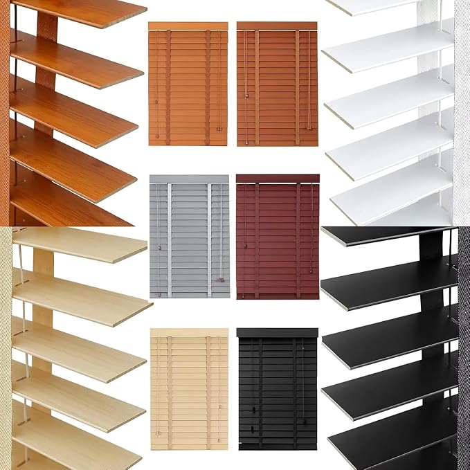 2" Slats Wood Blinds for Indoor Windows: Wooden Blackout Blinds & Shades,Customized Black Out Privacy Horizontal Blinds for Home Bedroom Bathroom Living Room Windows