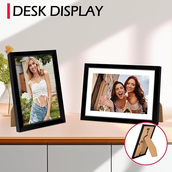 5x7 Picture Frame Set 8 Pack, Black Picture Frames for Wall or Tabletop Display, Fits Pictures 4x6 with Mat or 5x7 Without Mat, Poster Photo Frame with Plexiglass for Gallery Home Wall Decor