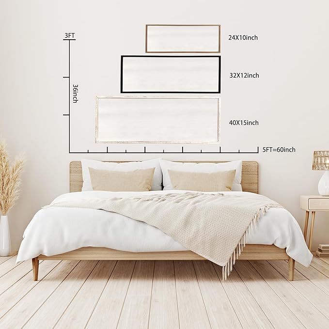 Love You More Sign Wall Decor 40''×15'' Large Vintage Framed Wood Modern Farmhouse Wall Decor for Master Bedroom Above Over Bed Minimalist Wall Art Hanging (White)