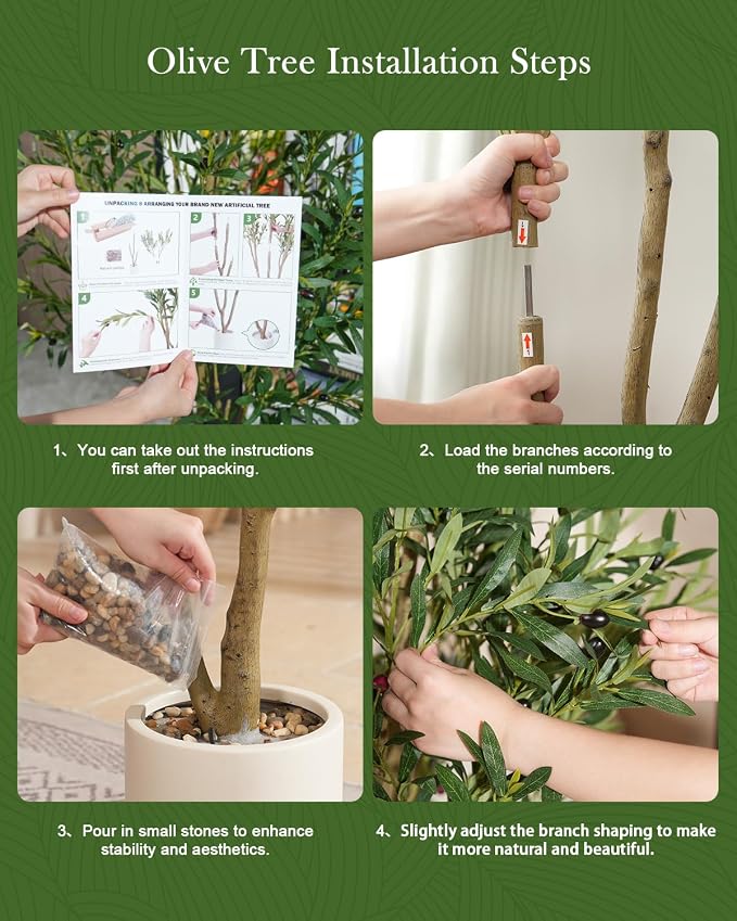 Olive Tree 7FT Fake Tree Faux Plants Indoor with Pot Artificial Tree Nearly Natural Olive Branches and Fruits for Living Room Home Office Decorations