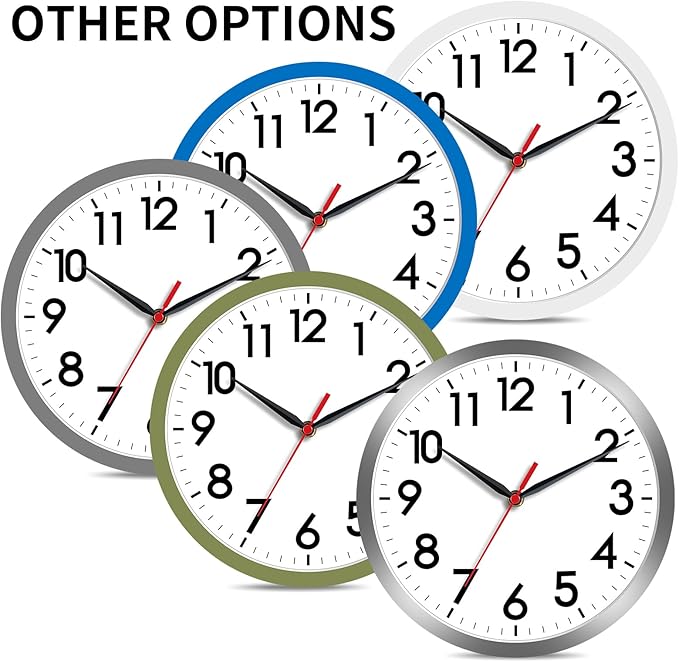 AKCISOT Wall Clock, Modern Small Wall Clocks Battery Operated 8 Inch, Silent Non-Ticking Analog Classic for Office, Home, Bathroom, Kitchen, Bedroom, School(Black)