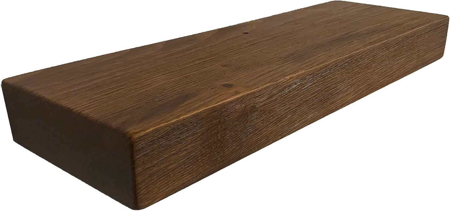 joelsantiques - 18 Inch Wooden Floating Shelves for Wall - 18x6x2 in - Made of Natural Wood - Short Heavy Duty Rustic Wall Shelves for Bedroom - Perfect for Bathroom, Kitchen - Medium Brown