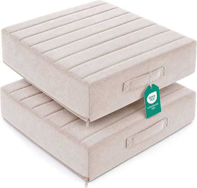 Codi Thick Replacement Couch Cushions 2 Sets, Upholstery Foam with Washable Covers for Sofa Cushion Chair Meditation - 24 × 24 × 5 Inch, High Density Foam, Ivory