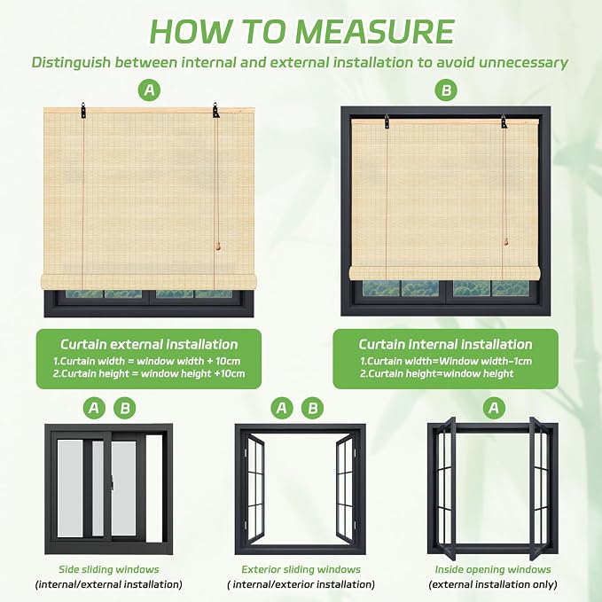 Bamboo Window Blinds, Roll Up Bamboo Blinds for Indoor Windows 30Wx72L Light Filtering UV Protection Natural Bamboo Shades, Easy to Install for Home&Office