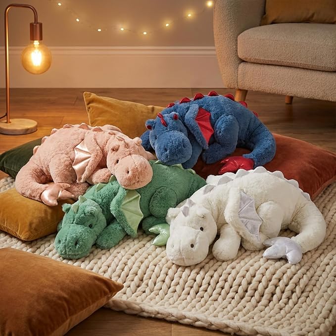 ARELUX Giant 50in 3Lb Big White Dragon Large Stuffed Animals Cute Plush Toy Fuzzy Jumbo Dinosaur Pillow Plushies with Wings Cuddly Soft Green Pterosaur Plushie for Friends Family Member