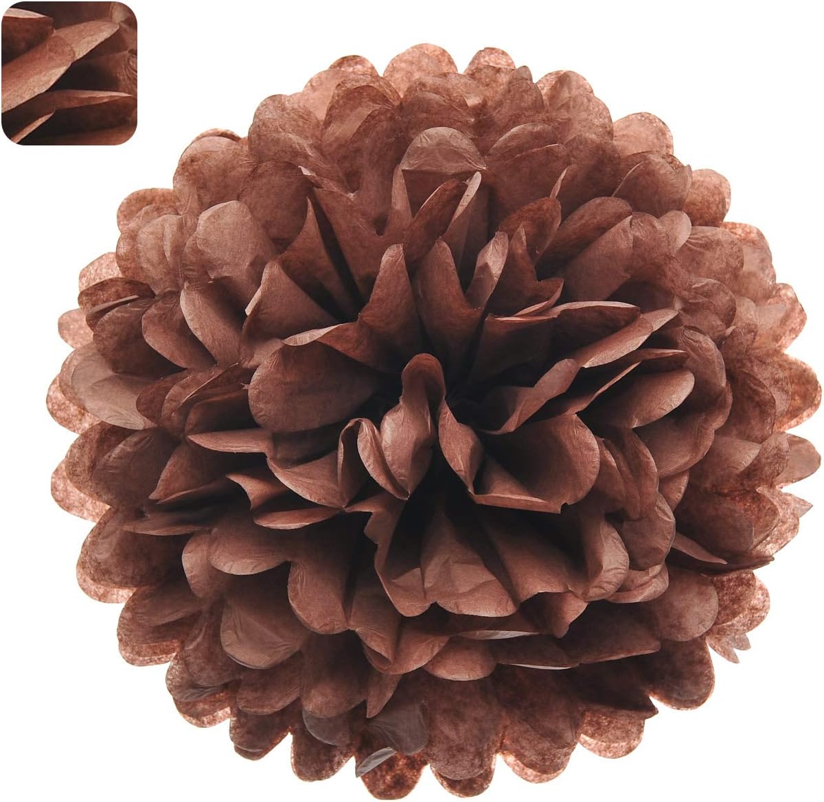 MISU 10" Brown Tissue Pom Poms DIY Tissue Paper Flowers for Birthday Wedding Baby Shower Tea Party Dessert Table Decoration, Pack of 18