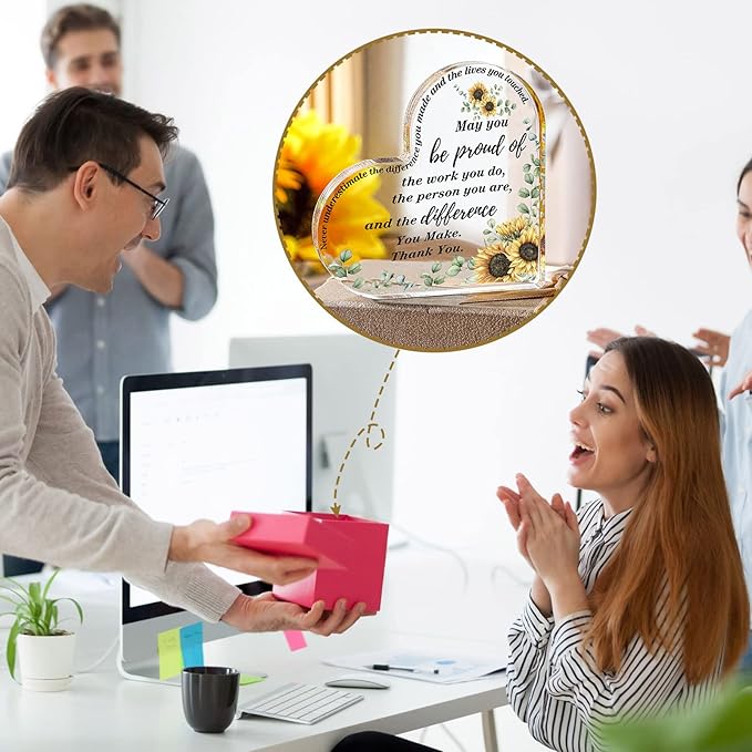 Yinder Thank You Gifts for Women Appreciation Gifts for Coworker Employee Nurse Teacher Leader Boss Inspirational Quotes Acrylic Desk Decor for Home Office Farewell Retirement