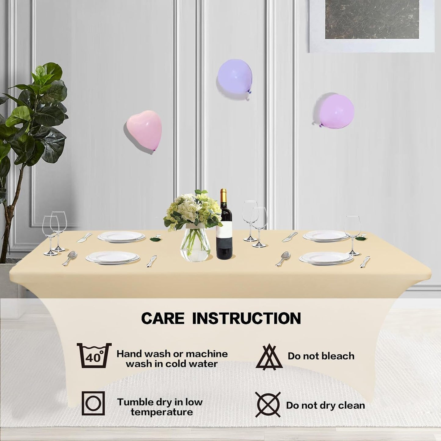 IVAPUPU 6FT Table Cloth for Rectangular Fitted Events Stretch Champagne Table Covers Washable Cover Spandex Tablecloth Protector for Party, Wedding, Cocktail, Banquet, Festival