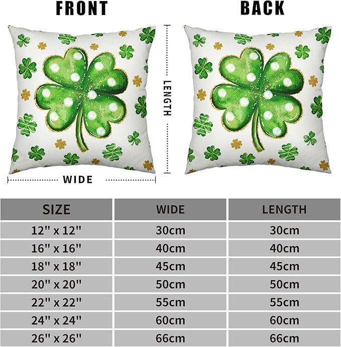 St. Patrick's Day Decorative Pillow Covers Lucky Charms Shamrock Clover Vase Pillowcases Spring March Holiday Throw Pillow Cases 2 Pack 22x22 St Patricks Day Decorations for Home Sofa Couch