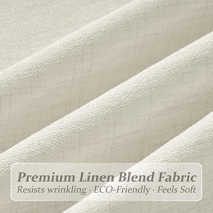 Cream Pinch Pleated Linen Light Filtering Curtains & Drapes 88 Inches Long