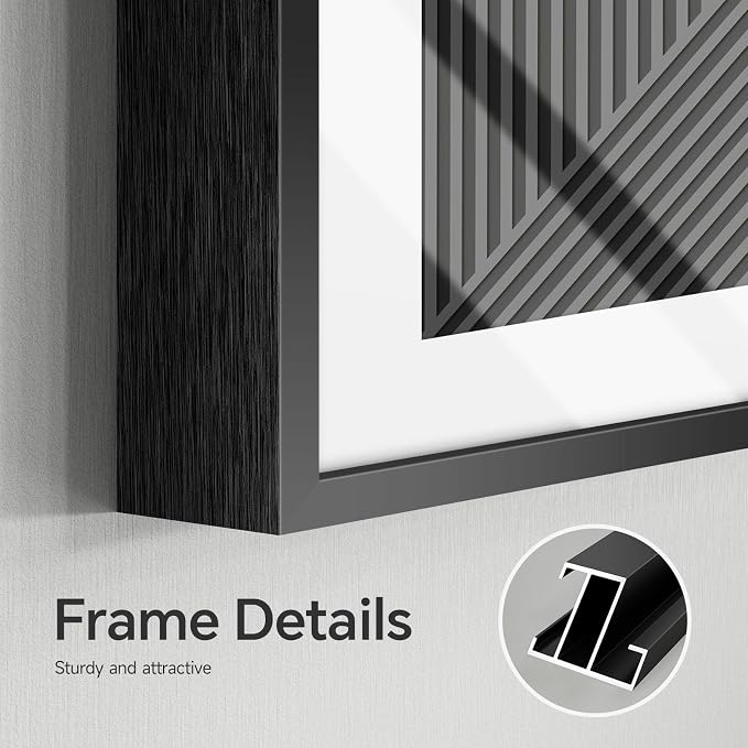 Large Framed Abstract Modern Wall Art for Living Room, 3 Piece Black and White Neutral Canvas Artwork for Walls, Boho Minimalist Pictures Paintings Prints for Dining Room Office Decor, 24x36 Inch