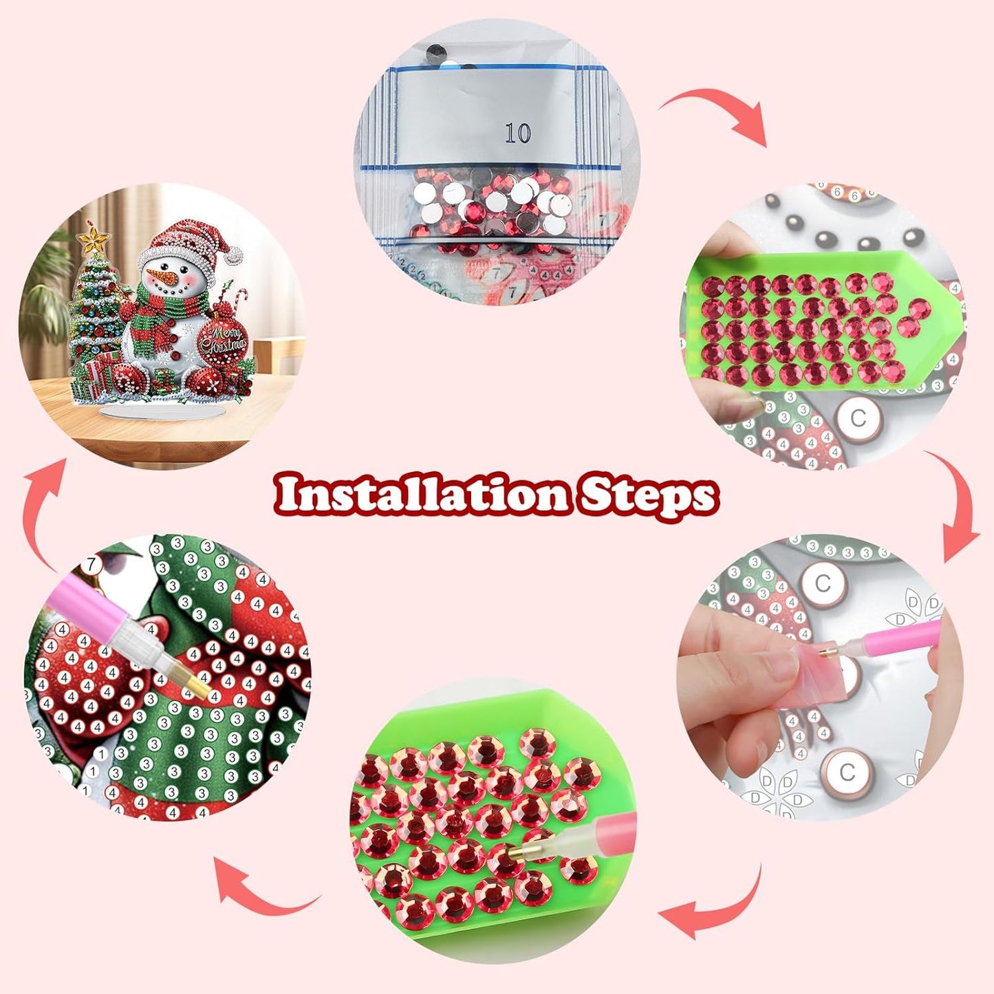 Diamond Art Kits for Adults, Christmas Snowman, Special Shaped Rhinestone Diamond Art Christmas Ornaments, Cute Snowman, DIY Diamond Art Painting Desktop Ornament Gem Art Crafts for Adults Home Decor