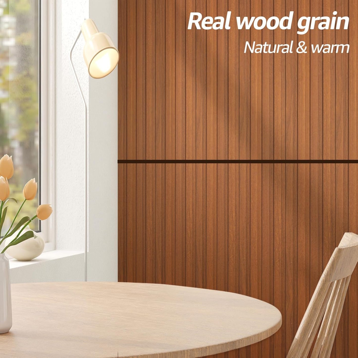 Art3d WPC Wainscoting Panels, 16-Pack 48 x 6 Inch 3D Wall Accents for Interior Wall Decor, Living Room, Bedroom, Teak