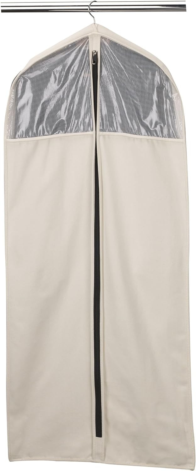 Household Essentials 3392-1 Cedarline Collection Hanging Garment Bag | Dress and Suit Protector | Natural Cotton Canvas,Off-White