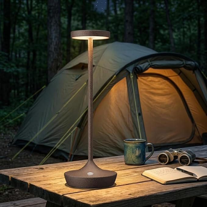 Rechargeable Cordless Table Lamp, 6000mAh Battery Powered LED Desk Lamp, Portable Metal Touch Lamp with 3-Level Dimming, Waterproof Outdoor Light for Patio, Restaurant, Dining (2 Rust)