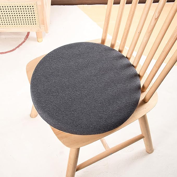 Greenjin 14" Round Bar Stool Cushion, Memory Foam Seat Cushion, Anti Slip Circle Chair Pad, Detachable Small Chair Cushion for Kitchen Dining Chairs Barstool Grey