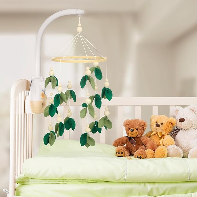 Wenqik Crib Mobile for Nursery Green Leaf Dragon Mobile Crib Forest Green Forest Shower Gift for and(Leaf)